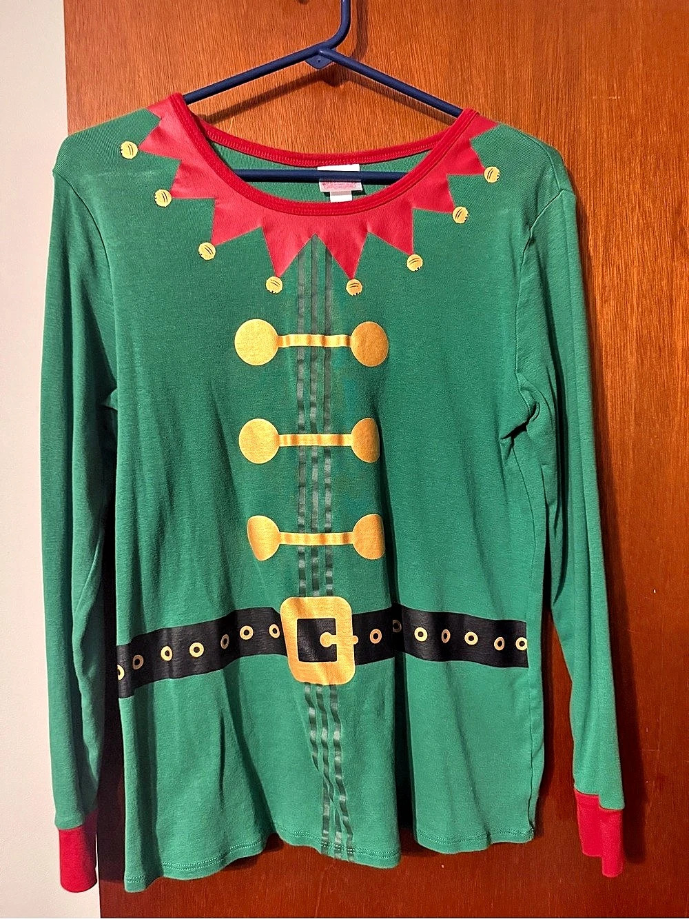 Elf Costume Long Sleeve Shirt in Green & Red Like New size Youth XL